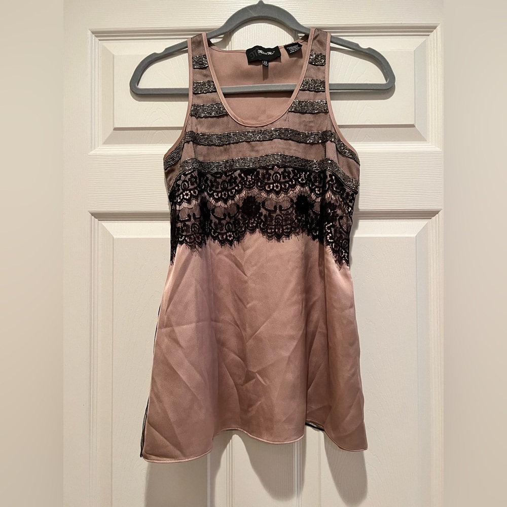 Miss Me Fun Beaded and Lace Tank Top size XSmall
